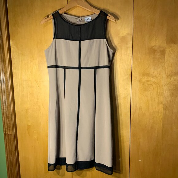 Worthington Dresses & Skirts - Worthington Beige with Black Mesh inserts dress, size 6
